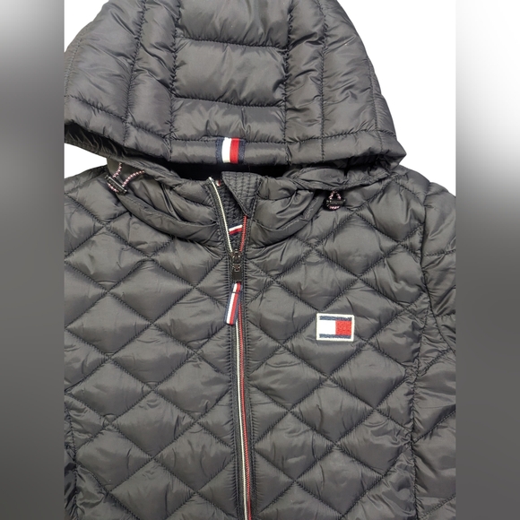 Tommy Hilfiger Quilted Black Hooded Jacket Size Large - Picture 4 of 12